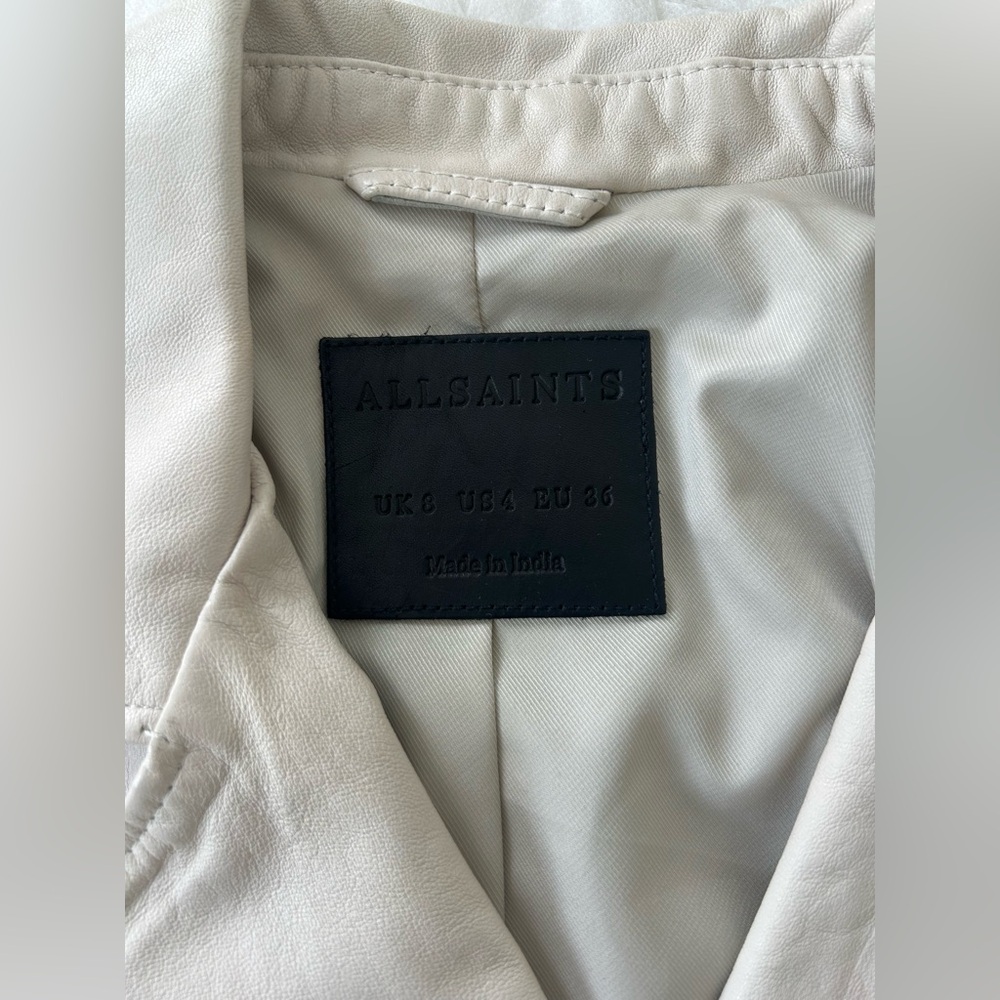 AllSaints White Fern Biker Jacket Size 4 - Picture 6 of 10